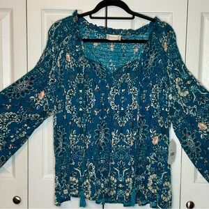 Altard state Bohemian Blue Floral Women's Top